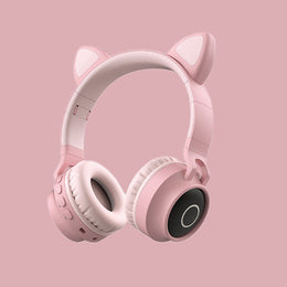 NeonPurr LED Cat-Ear Wireless Headphones -- RGB Light, Foldable & Stereo Sound
