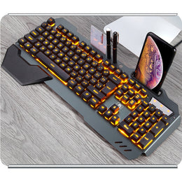 Ergonomic RGB Gaming Keyboard with Phone Holder