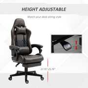 Racing Gaming Chair Diamond PU Leather Gamer Chair High Back Swivel Recliner with Footrest