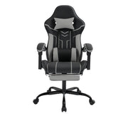 Ergonomic Gaming Chair With Footrest and Lumbar Backrest - Black/gray