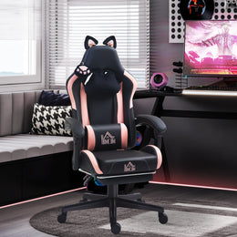 ShadowCat pro -- Black Racing Gaming Chair with Footrest, Cat-Ear Headrest & Lumbar Support