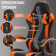 Ergonomic Gaming Chair With Headrest And Lumbar Support, Breathable Material Height Adjustable Video Game Chairs For Adults, Black Orange