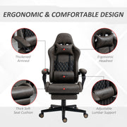Racing Gaming Chair Diamond PU Leather Gamer Chair High Back Swivel Recliner with Footrest