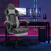 Ergonomic Gaming Chair With Footrest and Lumbar Backrest - Black/gray