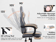 Gaming Chair, Ergonomic Computer Chair With Footrest And Massage Lumbar Support