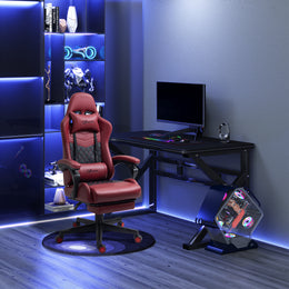 CrimsonRacer Pro -- Diamond PU Leather Reclining Gaming Chair with Footrest