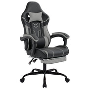 Ergonomic Gaming Chair With Footrest and Lumbar Backrest - Black/gray
