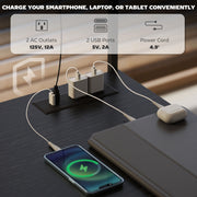 L Shaped Gaming Desk With Power Outlets & LED Lights