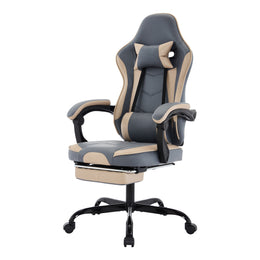 Gaming Chair, Ergonomic Computer Chair With Footrest And Massage Lumbar Support