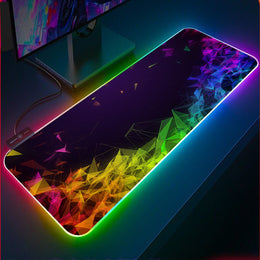RGB LED Gaming Desk Mat -- Extended Mouse Pad with Neon Edge Lighting